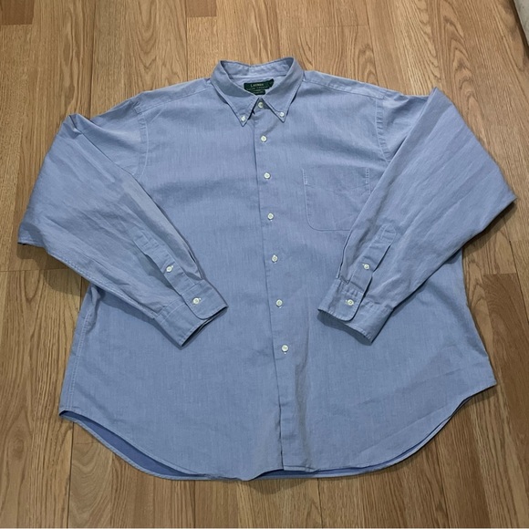 Lauren Ralph Lauren Mens 18x36/37 Long Sleeve Button Down Shirt Blue Preppy - Picture 1 of 8